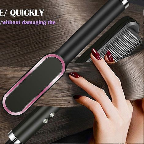 Multifunktionale Haarglätterbürste 2 in 1 Heizbürste mit Heißkammfunktion, Anti-Verbrühungs-Glättungsbürste, Styling-Werkzeug (Rot, US) (1/3)