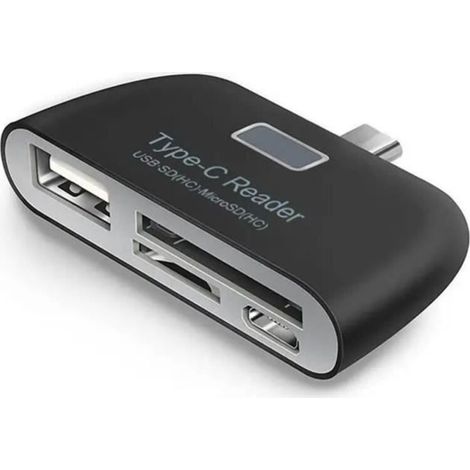 Universal Type-C Adapter, 4-in-1 Smart Multifunctional OTG Card Reader for Laptop, PC, Phone, TF, Micro SD (1/4)