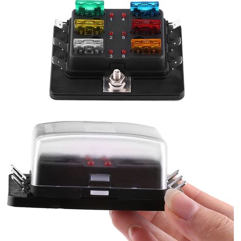 Boîtier à Fusibles 6 Voies avec Voyant LED Avertissement pour Voiture, Camionnette, Bateau (1/5)