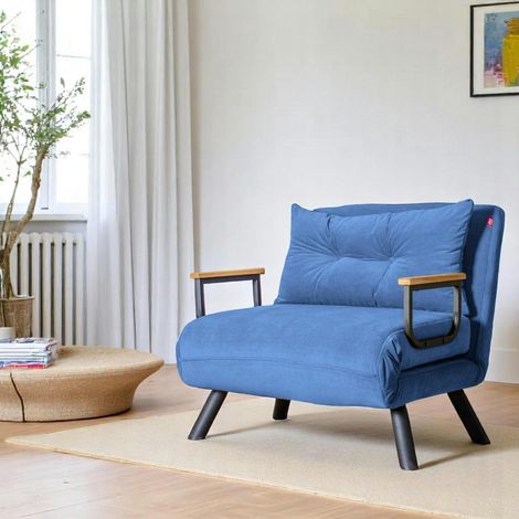 Fauteuil convertible bleu - coussin assorti MODI (1/5)
