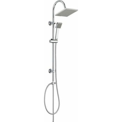 Duschsäule, verstellbarer Duschkopf, Antikalkdüsen, 1,50 m Schlauch, Chrom-Finish, Badezimmer (1/4)