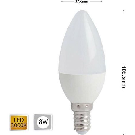 Lampadina Led 8 W Oliva Luce Calda E14 Candela 8w E 14 C36