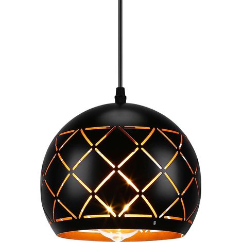 ZOLGINAH Suspension Luminaire Industrielle Luminaire Abat Jour Suspension Lamp Noir Or Éclairage de Plafond Lampe Cage pour Salon Chambre Salle à Manger [Classe énergétique A++] (1/5)