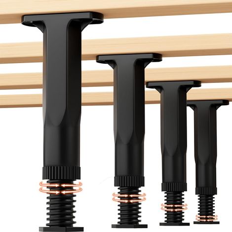 4-teilige Bettgestell-Stützbeine, universelle Ersatzstabilisatoren für Lattenroste, 15 bis 28 cm, schwarz (1/5)