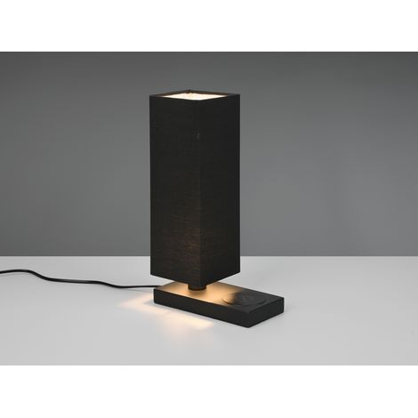 LED Tischleuchte Schwarz induktive Ladestation & Touch, Stoffschirm, Höhe 35cm (1/5)