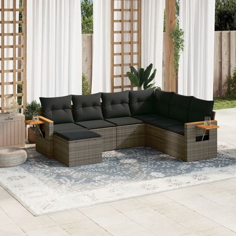 vidaXL Patio Sofa Set 7-Posti Grey (1/4)