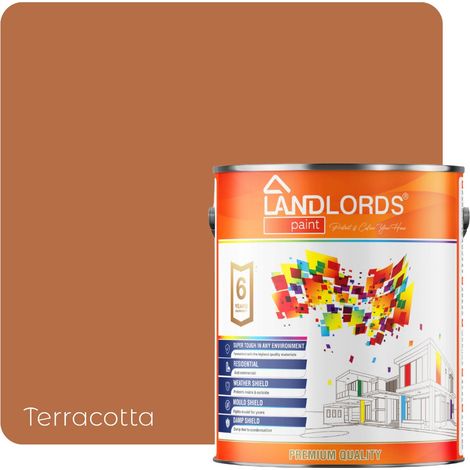 Landlords Paint - Matt Paint - Smooth Matt Finish for Walls & Ceilings - Terracotta - 1L (1/5)