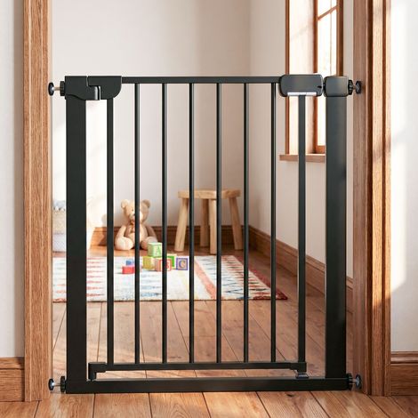 COSTWAY Baby Gate for Stairs Pressure Mounted Auto-Close Door Gate for Indoor