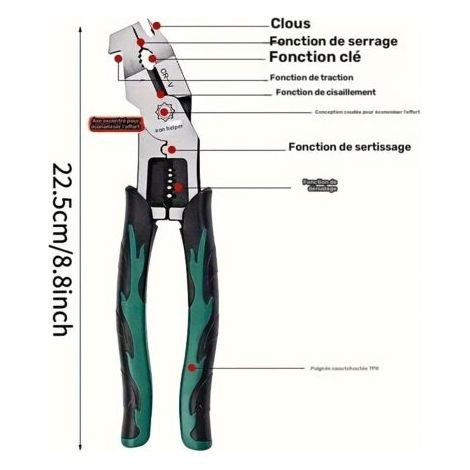 PZ-125 Robustes - Outil Professionnel Électrique, Mécanique et de Menuiserie avec Mâchoires à Coupure, Extraction de Vis en Acier Vanadium - Poignée (1/3)