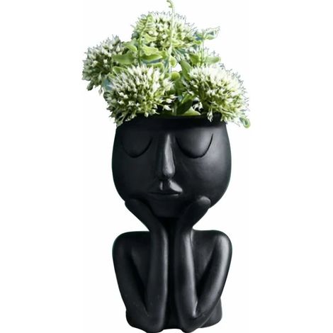 Vase - Résine - Forme De Visage Abstrait Nordique - Pour Plantes Succulentes Et Fleurs Séchées - Intérieur Décoratif - 8,5 x 15 cm