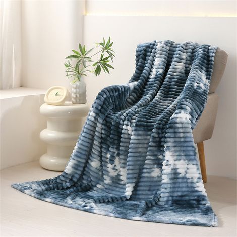 Couverture En Velours - 70x100 cm - Polyester - Pour Canapé Ou Lit - Bleue (1/5)