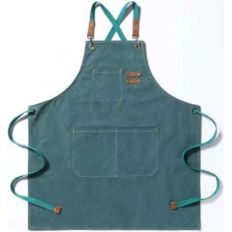 Tablier de chef, tablier de jardinage en toile de coton avec grandes poches pour hommes et femmes, tablier de cuisine réglable et robuste (1/5)