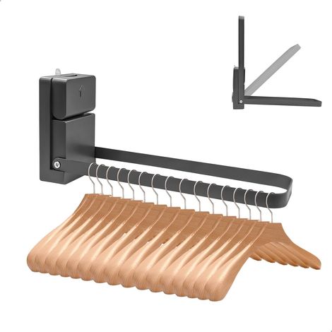 Wall-Mounted Folding Clothes Drying Rack for Indoor Clothes Drying Rack without Drilling, Double Bar Kitchen Towel Hook, Clothes Storage for Balcony, Laundry Room, Bedroom (1/5)