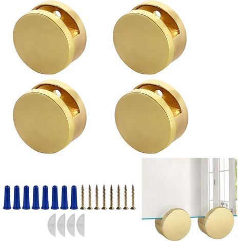 Clips De Fixation Pour Miroir - Lot De 4 - Alliage De Zinc Doré - Support Double Vis - Salle De Bain Et Salon - Pour Verre 3-5 Mm (1/5)