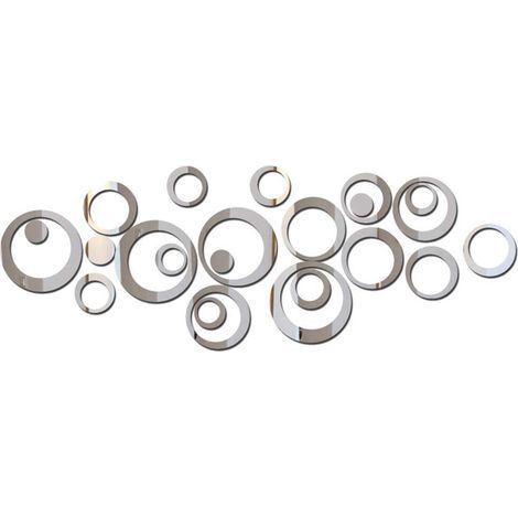 Modern design spiegelset, acryl decoratieve spiegelkristal, diamant, 23 stuks/set, 3D, doe-het-zelf, zilver (1/5)
