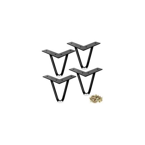 Pieds de meubles, 25 cm, noirs, pour tables basses, armoires basses, meubles TV, pieds de meubles en métal de style industriel, lot de 4 (1/5)