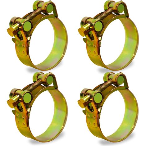 5 Pièces Collier de Serrage Collier Echappement 74-79mm, T-Bolt Collier Inox en T pour Conduite d'eau, Conduite de gaz, Tube d'automobiles Moto D'échappement Tuyaux Gaines Ventilation(Gold) (1/5)