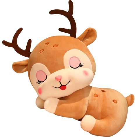Peluche Cerf Sika Doux et Mignon, 40 cm, motif animal endormi, coussin décoratif, cadeau de Noël pour bébé fille. (1/3)