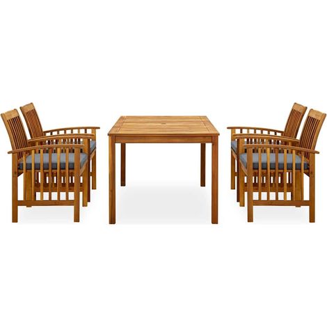 Maison Exclusive - Set da Pranzo da Giardino 5 pz con Cuscini Massello di Acacia (1/5)