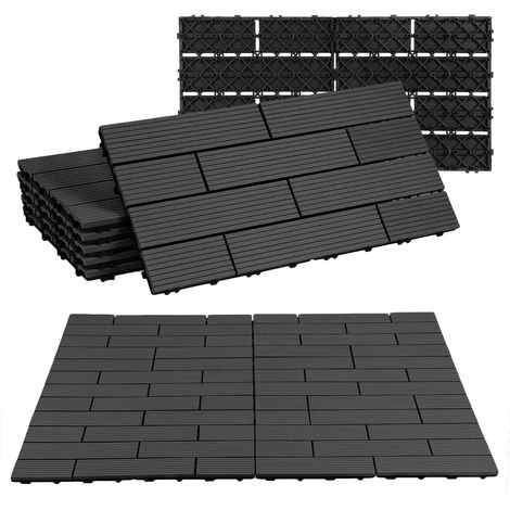 TolleTour Lote de 60 baldosas para terraza WPC de 10 listones, 10 m², 30 x 60 cm, baldosas encajables, compuesto de madera, Antracita (1/5)
