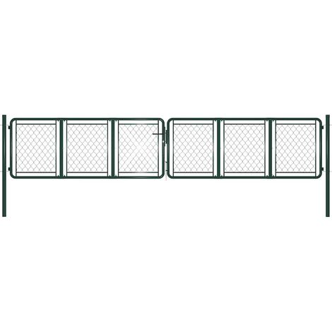 Portail de jardin Portillon Grillage Portail de Clôture Acier 400 x 75 cm Vert 22136 (1/4)