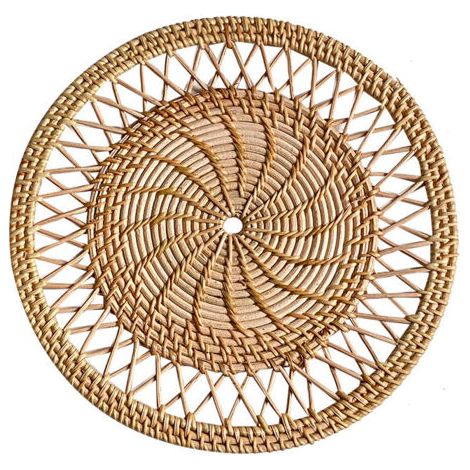 Tenda/decorazione da parete in rattan intrecciato a mano. Ideale per soggiorni, verande e salotti. 30 cm.