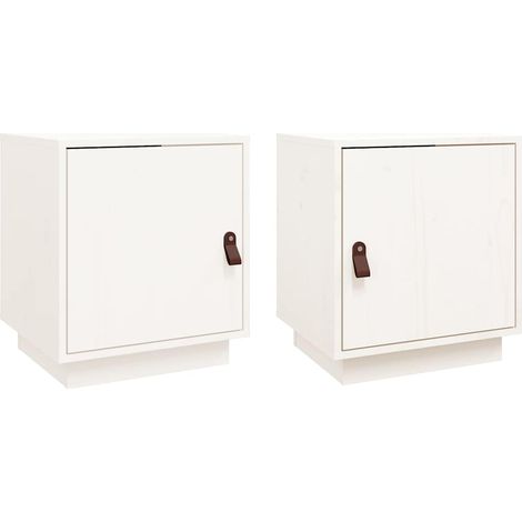 vidaXL Comodini Bianco 2 pz 40x34x45 cm in Legno Massello di Pino (1/5)