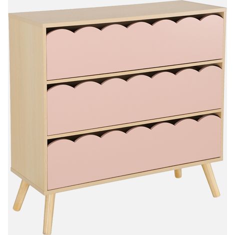 Cassettiera per bambini effetto legno 3 cassetti