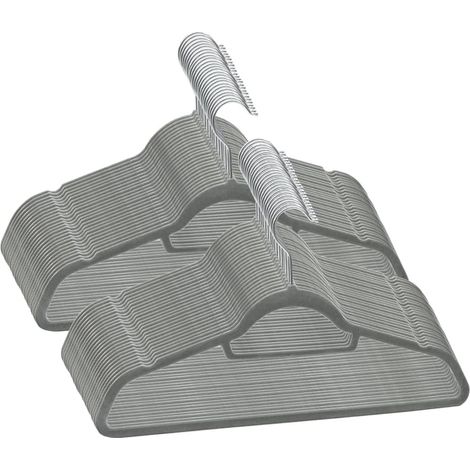 Juego de perchas de ropa 50 uds antideslizantes terciopelo gris vidaXL
