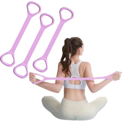 Elastische Widerstandsgriffe, elastische Übungsbänder, elastische Seile für das Arm-, Rücken- und Schultertraining, Fitnessgeräte für Yoga, Pilates, Physiotherapie-Dehnübungen usw. (rosa) (1/5)