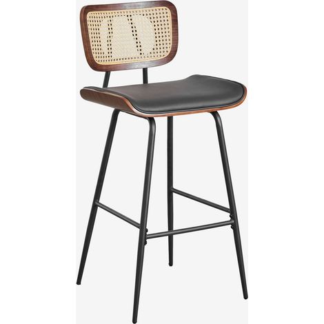 Sgabello alto in legno, rattan e similpelle Raysa SKLUM (1/5)