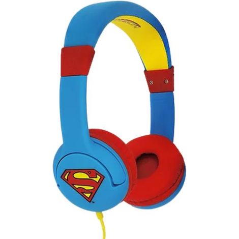 Superman Man of Steel DC0262 - Junior Kopfhörer mit geschlossenem Kopfband und 85 db Lautstärkebegrenzung Sicherheitsfunktion für Kinder zwischen 3 und 7 Jahren, Farbe Blau und Rot