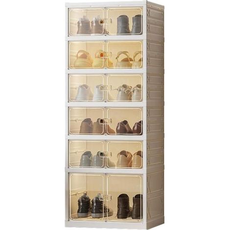 Mobile per scarpe - SEVENCOMFORT - Sevencomfort - pieghevole senza assemblaggio - 6 ripiani (12 p.) - porta magnetica