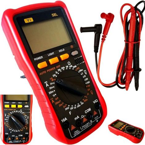 MULTIMETRO TESTER DIGITALE PROFESSIONALE VOLT AMPERE FARAD PUNTALI YI-58L
