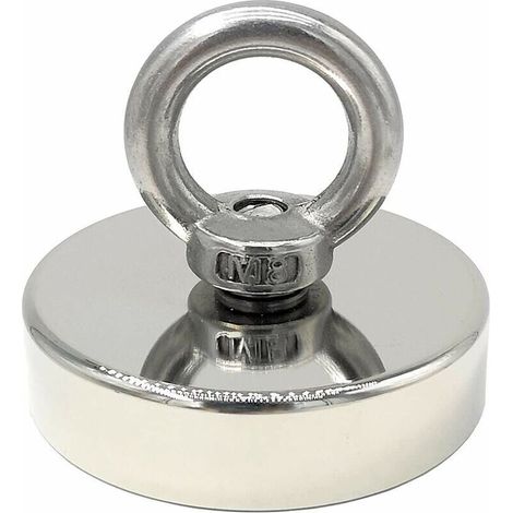 140 kg force neodymium magnet, 60 mm diameter, magnets with powerful lifting rings for industry and science, magnetic fishing (1/5)