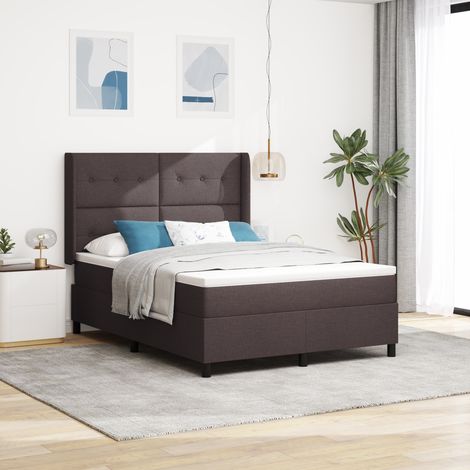 LED Box Spring Bed Dark Brown 160 x 200 cm Fabric vidaXL (1/5)