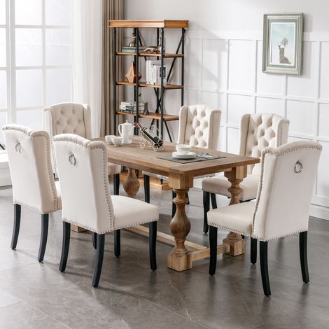 Sillas comedor tapizadas 6 unidades terciopelo roble OKMYHOME (1/5)