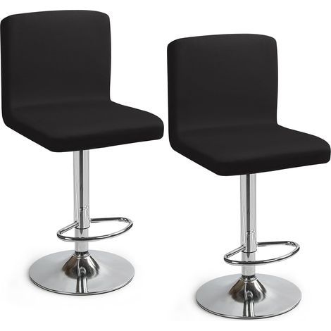 Dehnbare Barhockerbezüge, 2er-Set, universelle Barhockerbezüge mit Rückenlehne, Barhockerbezüge für Kneipe, Küche, Café (Schwarz, Set) (1/5)