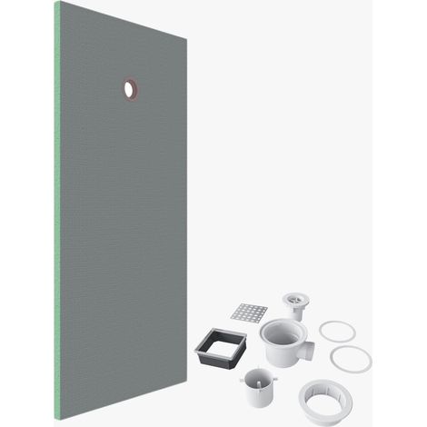 Pack de 1 receveur de douche prêt à carreler - 180x90x4 cm - Avec kit de bonde complet - En polystyrène extrudé, recoupable sur mesure, rectangulaire