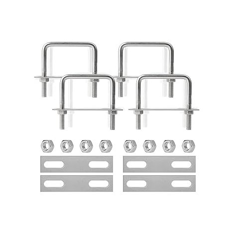4 Pièces Boulons en U M8 65 x 80 mm en Acier Inoxydable avec Écrou, Plaques, Rondelle - Étriers de Fixation Carrés pour Tuyaux (1/5)