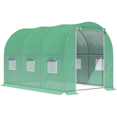 Serre Tunnel Extérieur 3x2 m – Porte Enroulable Zippée – 6 Fenêtres Filet – Anti-Insectes – Protection Totale