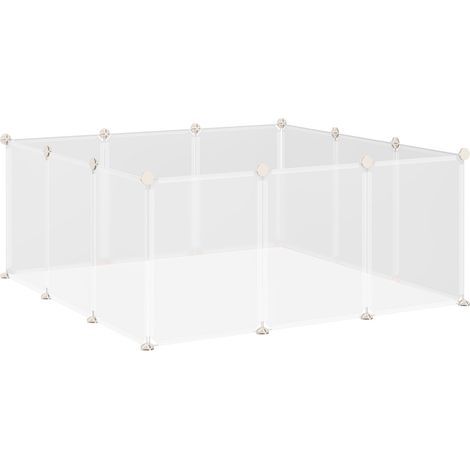 Enclos petits animaux 12 panneaux blanc – 105x105x45 cm – Pour chiot ou cochon d'Inde, espace sécurisé pour petits compagnons (1/5)