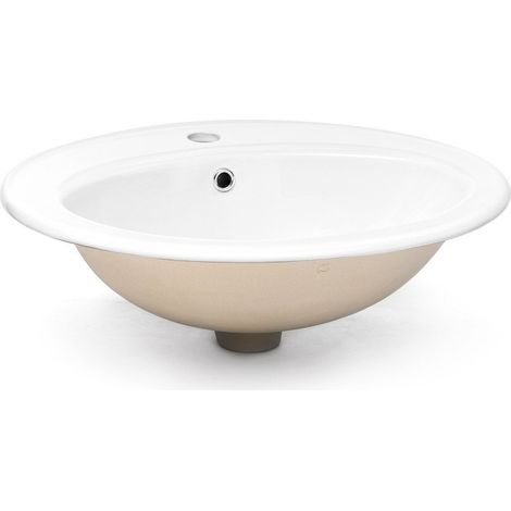 Siko – Vasque à encastrer Multi 55 x 47,5 cm en céramique blanche – 1 trou robinet centré – Installation facile dans meuble sous plan – 1690NEW