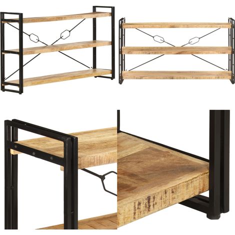 Bibliothèque à 3 niveaux 140x30x80 cm Bois de manguier massif - Bibliothèque Industrielle - Bibliothèque Design - Bibliothèque Bois - Bibliothèque Rangement - Étagère Bois - Home & Living (1/5)