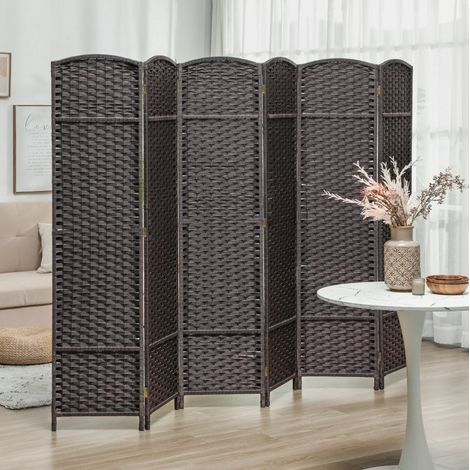 Biombo plegable de 6 paneles, 240 x 170 cm, marrón, sin montaje DESVIAE (1/5)