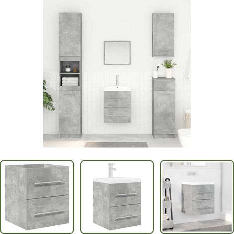 Meuble de salle de bain -  Armoire d'évier Gris béton 38,5 x 41 x 48 cm Bois d'ingénierie (1/5)
