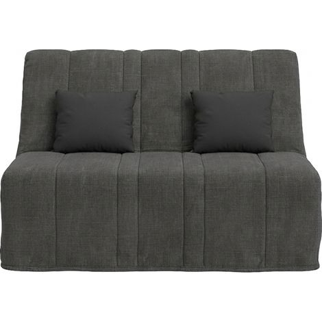 Banquette convertible NEA BZ, couchage 140x190, avec 2 coussins OFFERTS, Aba anthracite (1/5)