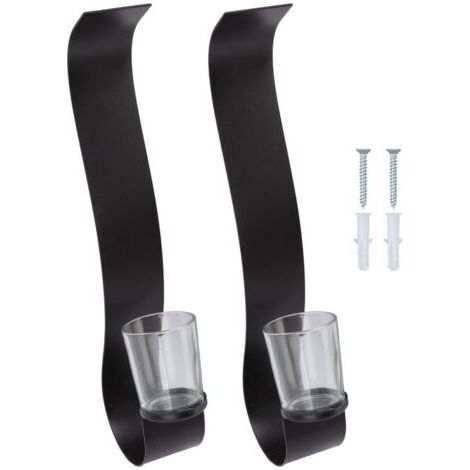 FENOPLASTICAUn ensemble de deux chandeliers muraux en forme de S avec des supports en fer noir est un choix idéal pour la décoration intérieure. (1/5)