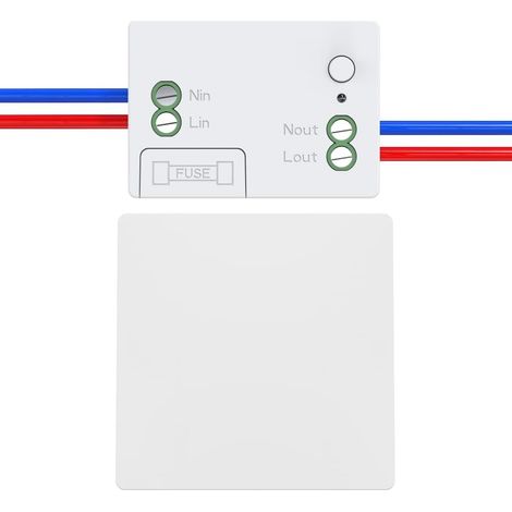 Interrupteur sans fil kit radio interrupteurs sans fil pour eclairage interupteurs sans fil sans pile telecommande a bouton (1Gang 1V1 White) (1/5)