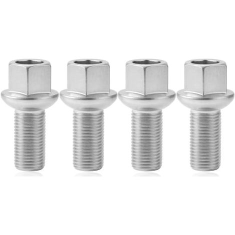 4x Boulons de Roue M14x1.5x27 mm Zingués en Acier Allié 40Cr, Boulons de Roue SW17 avec Siège à Rotule, Revêtement Antirouille A/G, Compatibles avec Jetta Golf/Bora/Sharan/Touran/Passat/Scirocco (1/5)